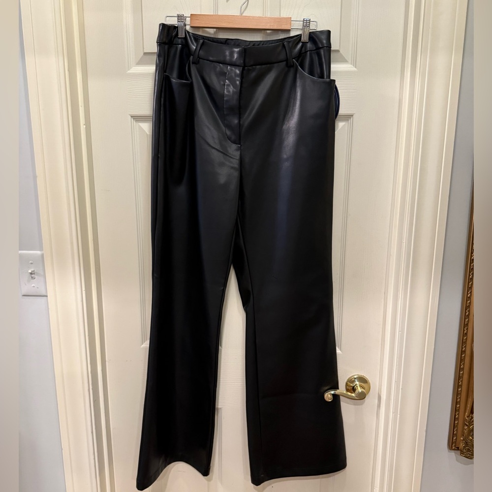 Scoop Black Faux Leather Trouser Pant
